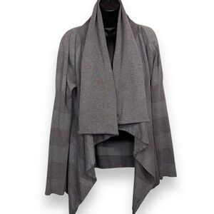 MEDIUM GREY GRAY KNIT FLOWY SHRUG CARDIGAN SWEATER LONG SLEEVE